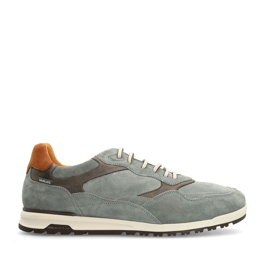Graue Veloursleder-Sneaker mit Glattleder-Details