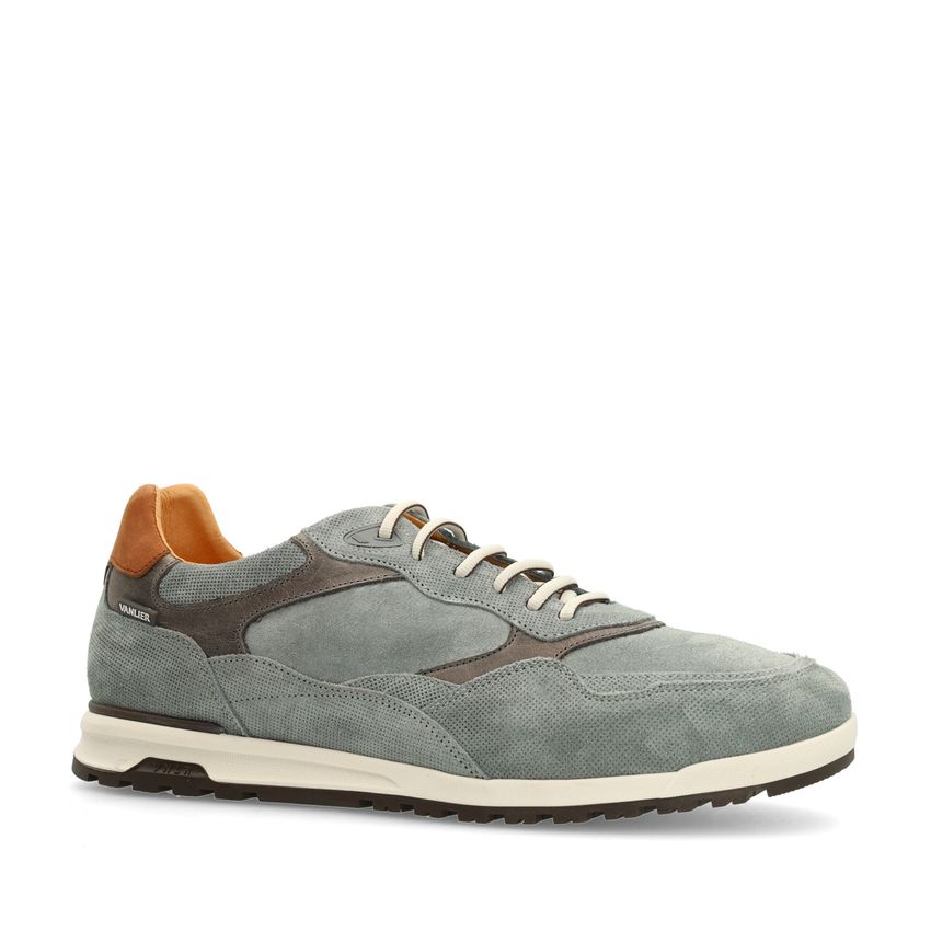 Graue Veloursleder-Sneaker mit Glattleder-Details