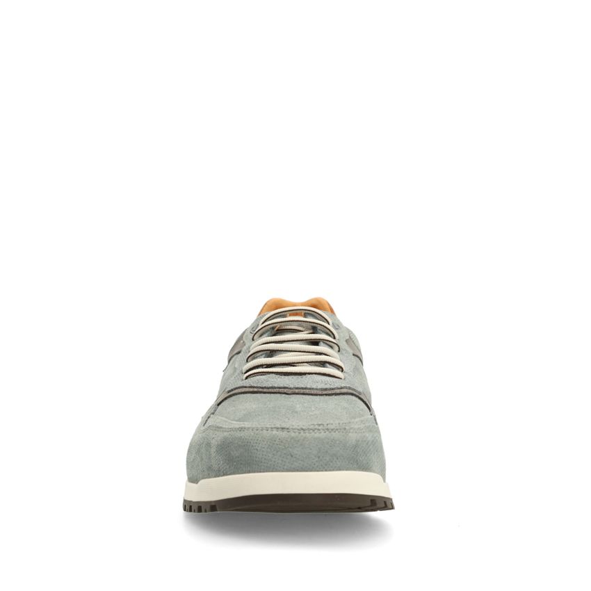 Graue Veloursleder-Sneaker mit Glattleder-Details