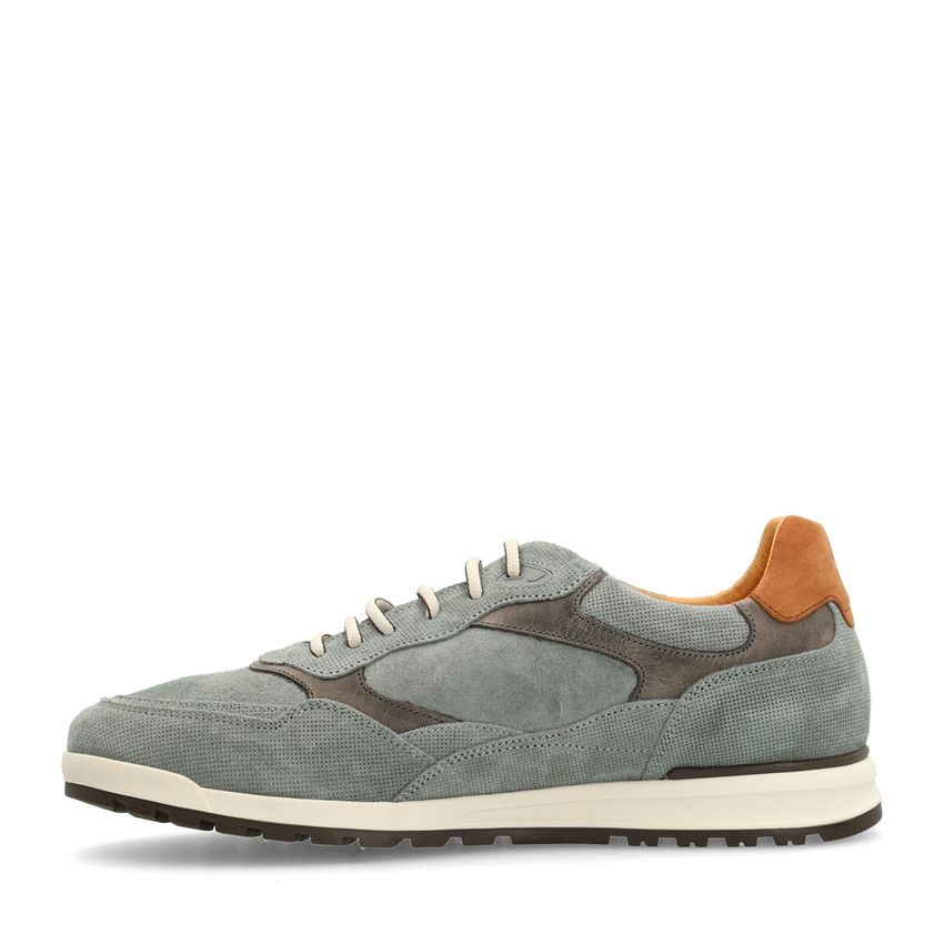 Graue Veloursleder-Sneaker mit Glattleder-Details