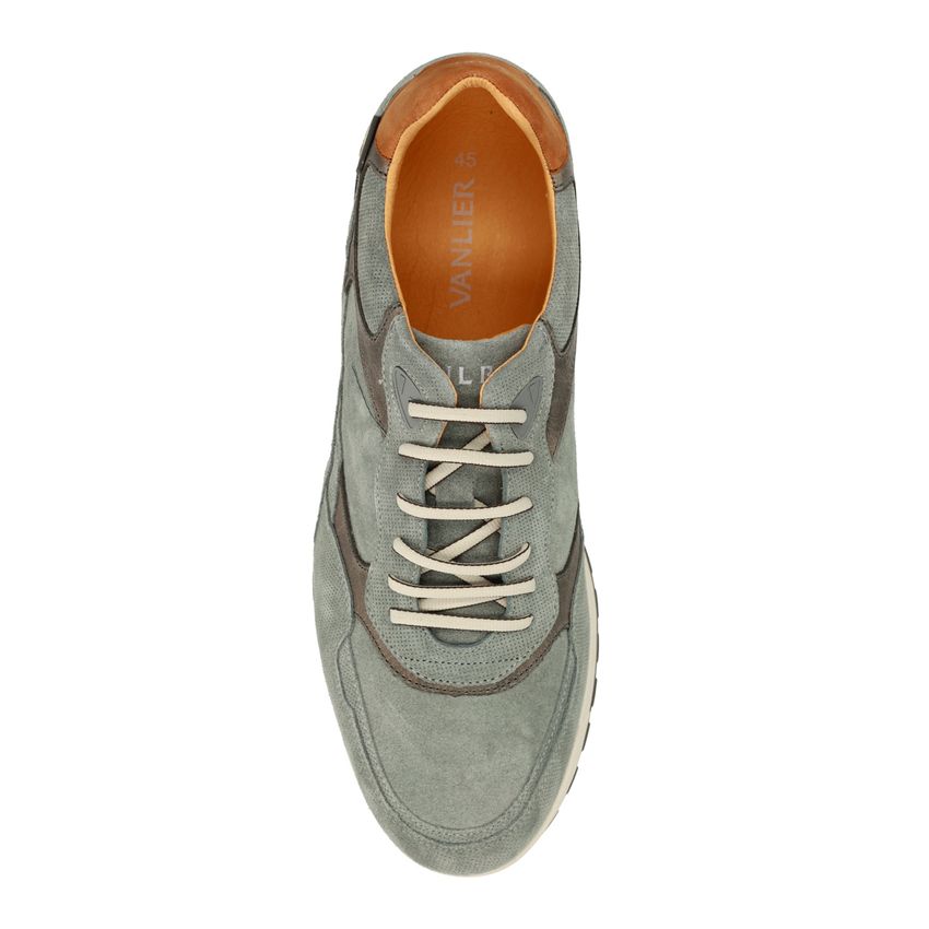 Graue Veloursleder-Sneaker mit Glattleder-Details