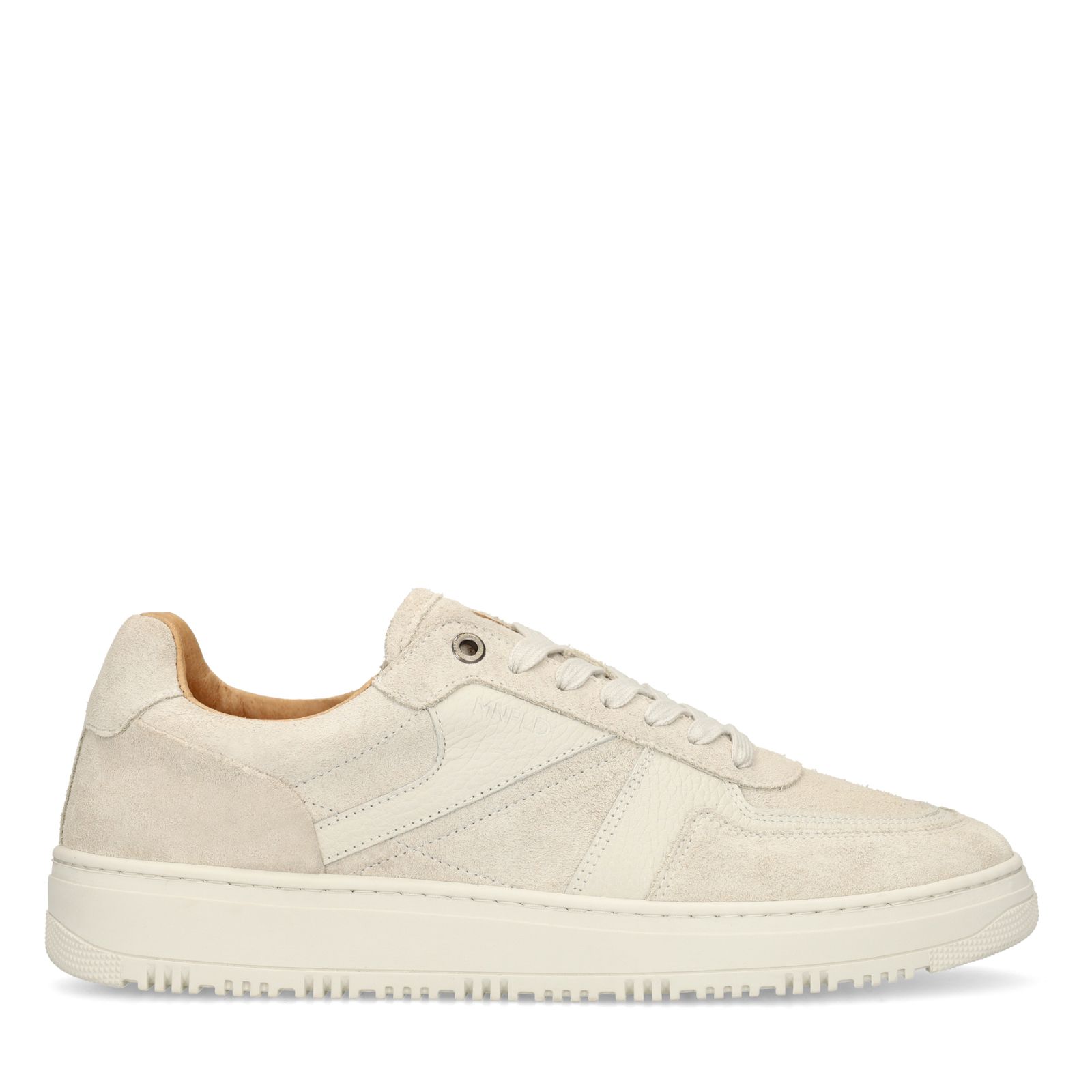 Hellgraue Veloursleder-Sneaker mit Glattleder-Details