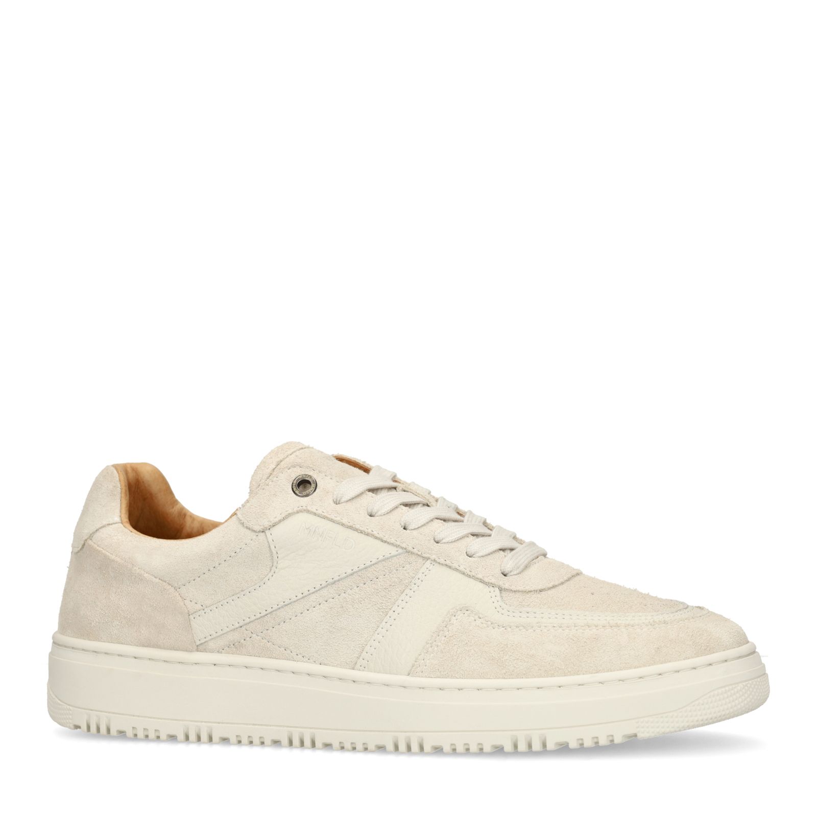 Hellgraue Veloursleder-Sneaker mit Glattleder-Details
