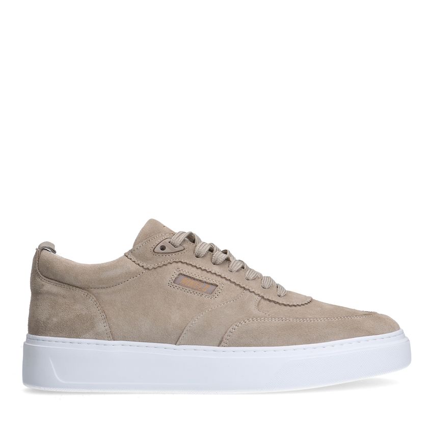 Beigefarbene Veloursleder-Sneaker