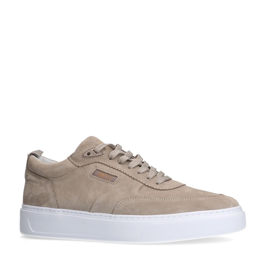 Beigefarbene Veloursleder-Sneaker