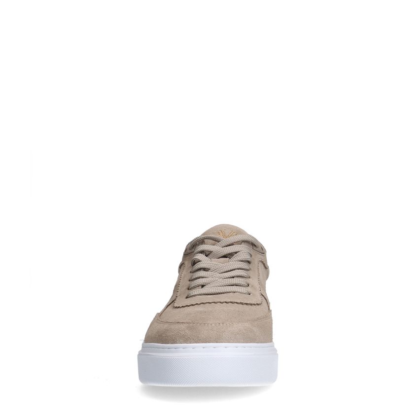 Beigefarbene Veloursleder-Sneaker