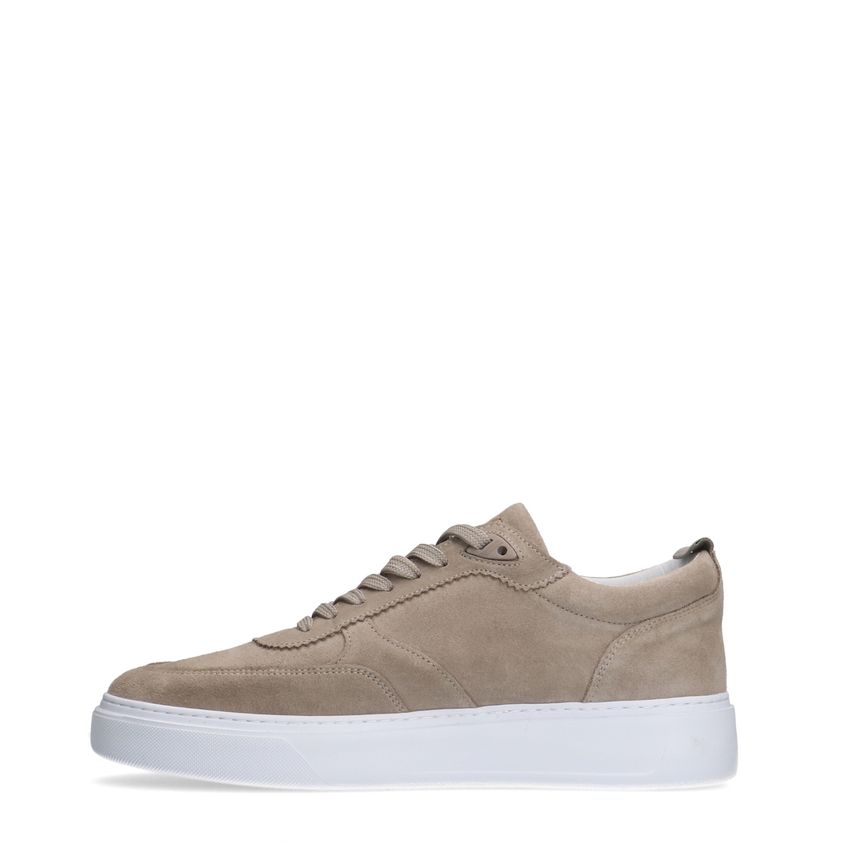 Beigefarbene Veloursleder-Sneaker