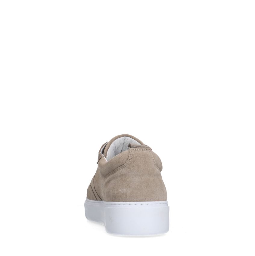 Beigefarbene Veloursleder-Sneaker