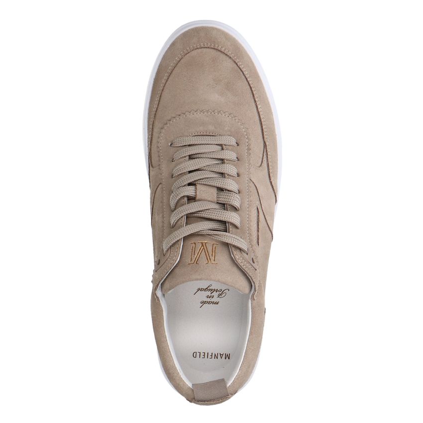 Beigefarbene Veloursleder-Sneaker