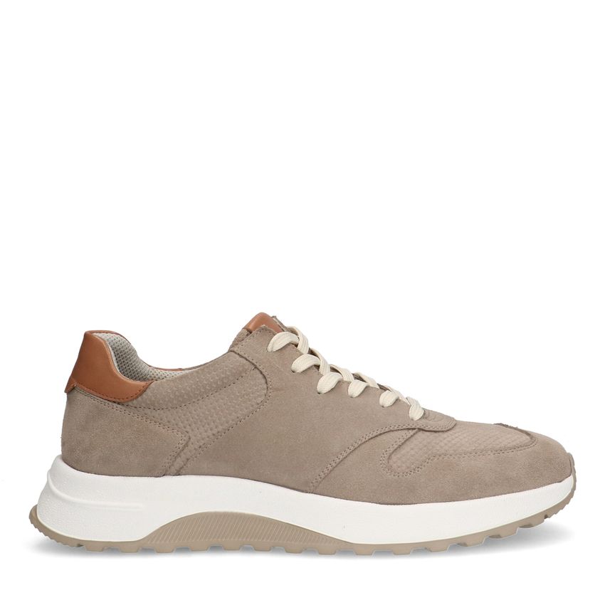 Beigefarbene Veloursleder-Sneaker