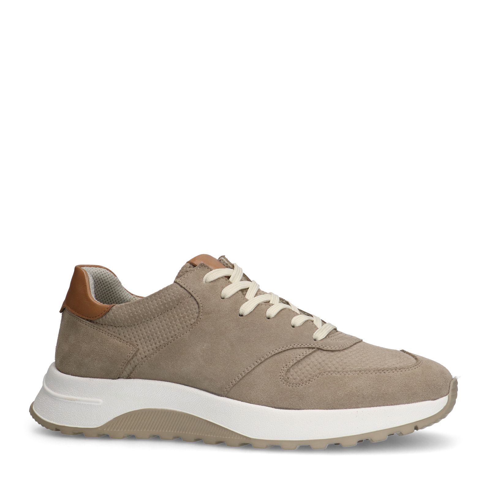 Beigefarbene Veloursleder-Sneaker