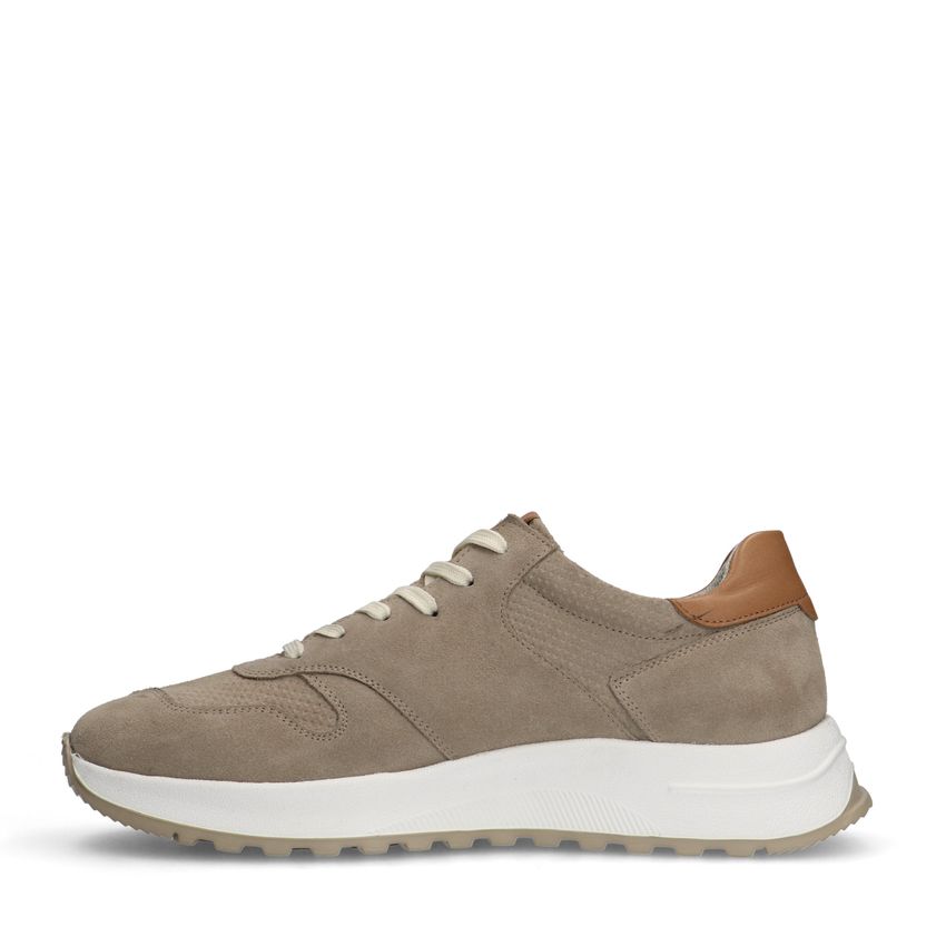 Beigefarbene Veloursleder-Sneaker