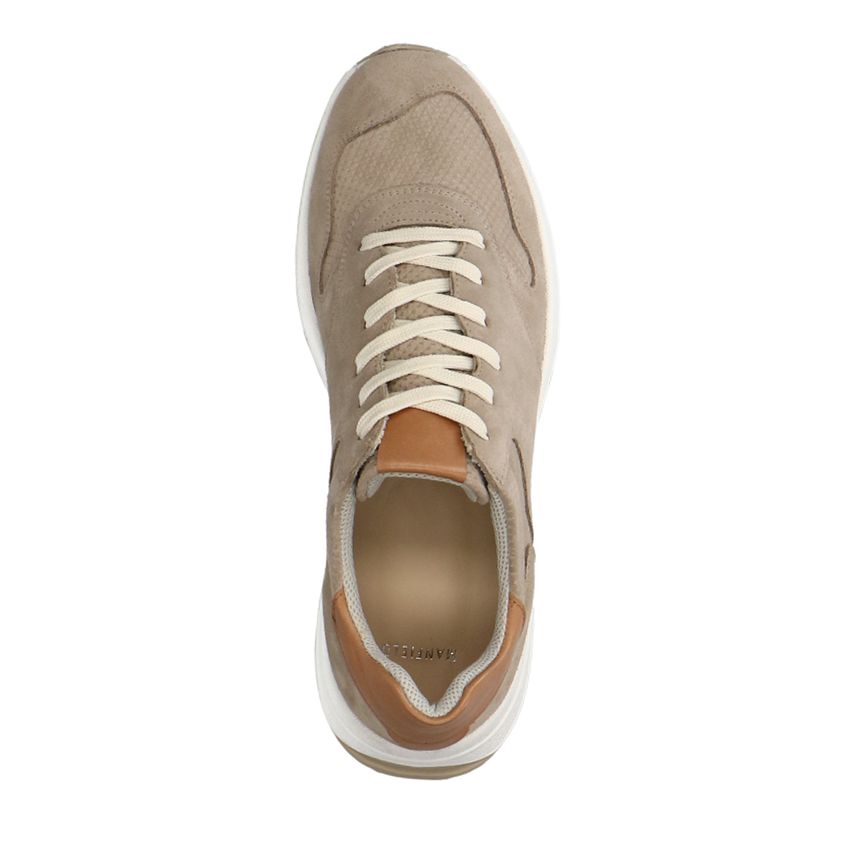 Beigefarbene Veloursleder-Sneaker