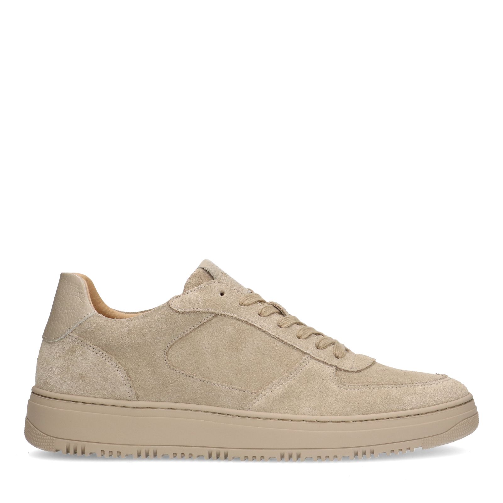 Beigefarbene Veloursleder-Sneaker