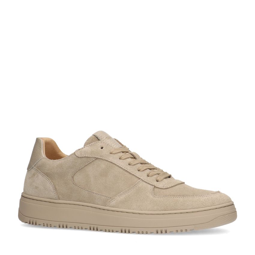 Beigefarbene Veloursleder-Sneaker