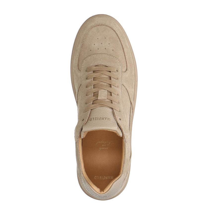 Beigefarbene Veloursleder-Sneaker