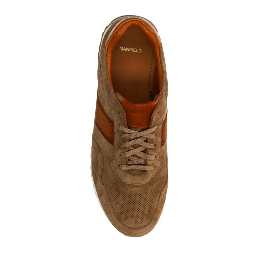 Taupefarbene Veloursleder-Sneaker