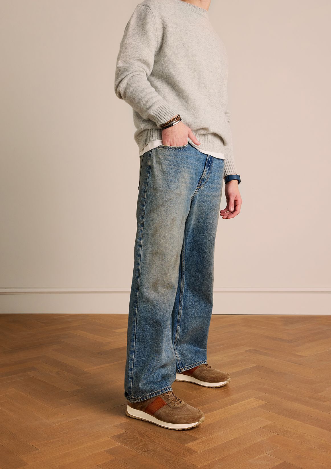 Taupefarbene Veloursleder-Sneaker