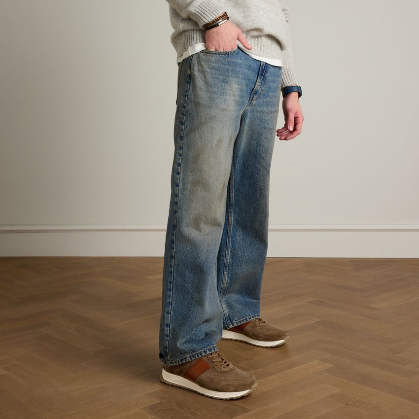 Taupefarbene Veloursleder-Sneaker