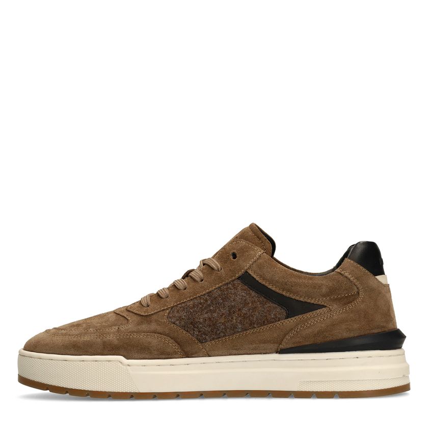 Taupefarbene Veloursleder-Sneaker
