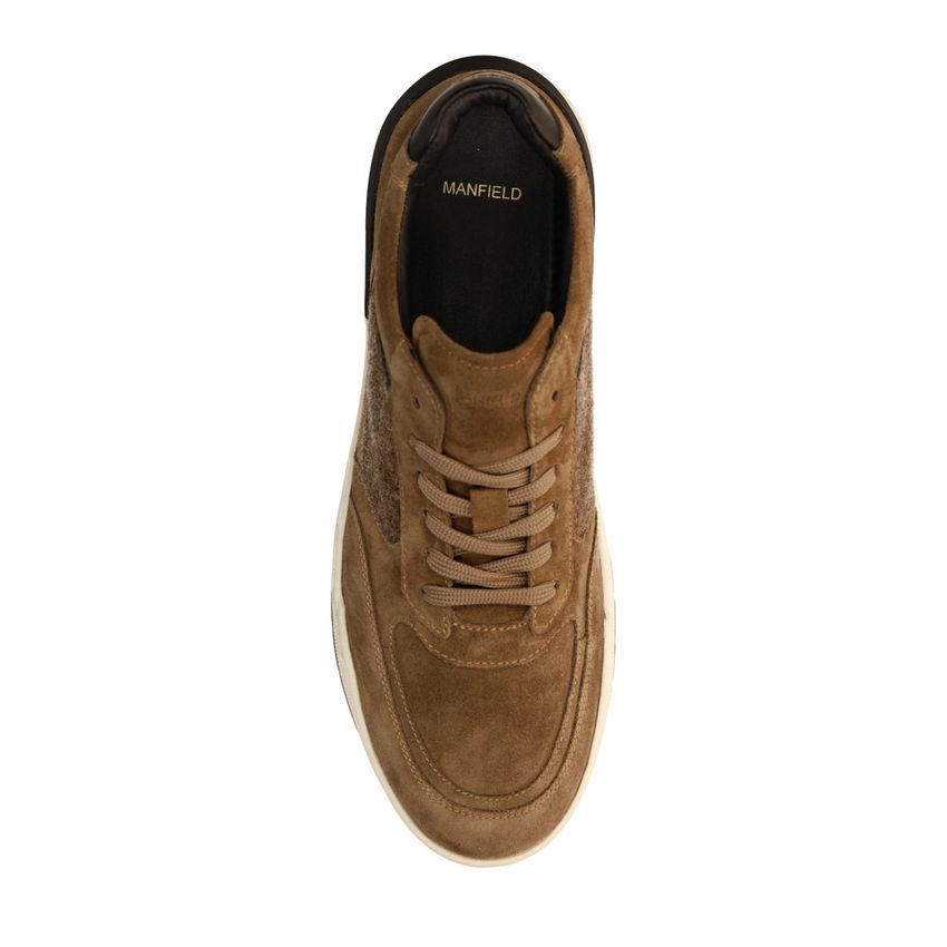 Taupefarbene Veloursleder-Sneaker