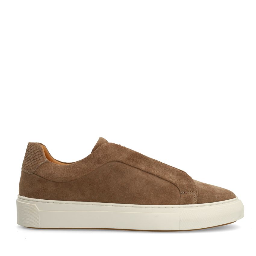 Taupefarbene Veloursleder-Sneaker