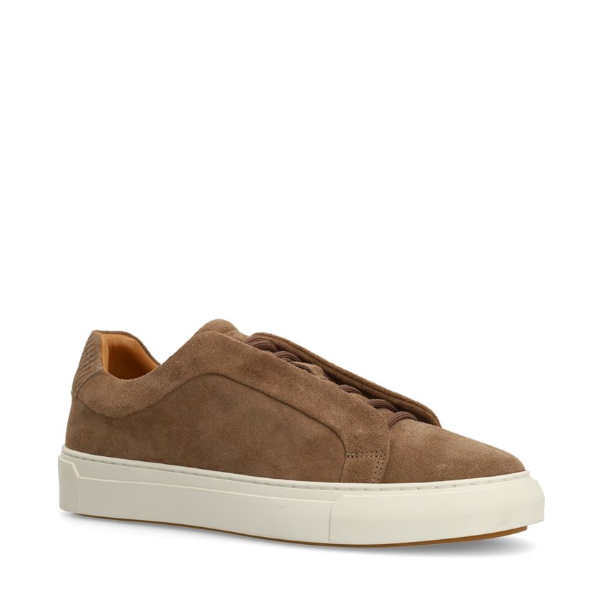 Taupefarbene Veloursleder-Sneaker