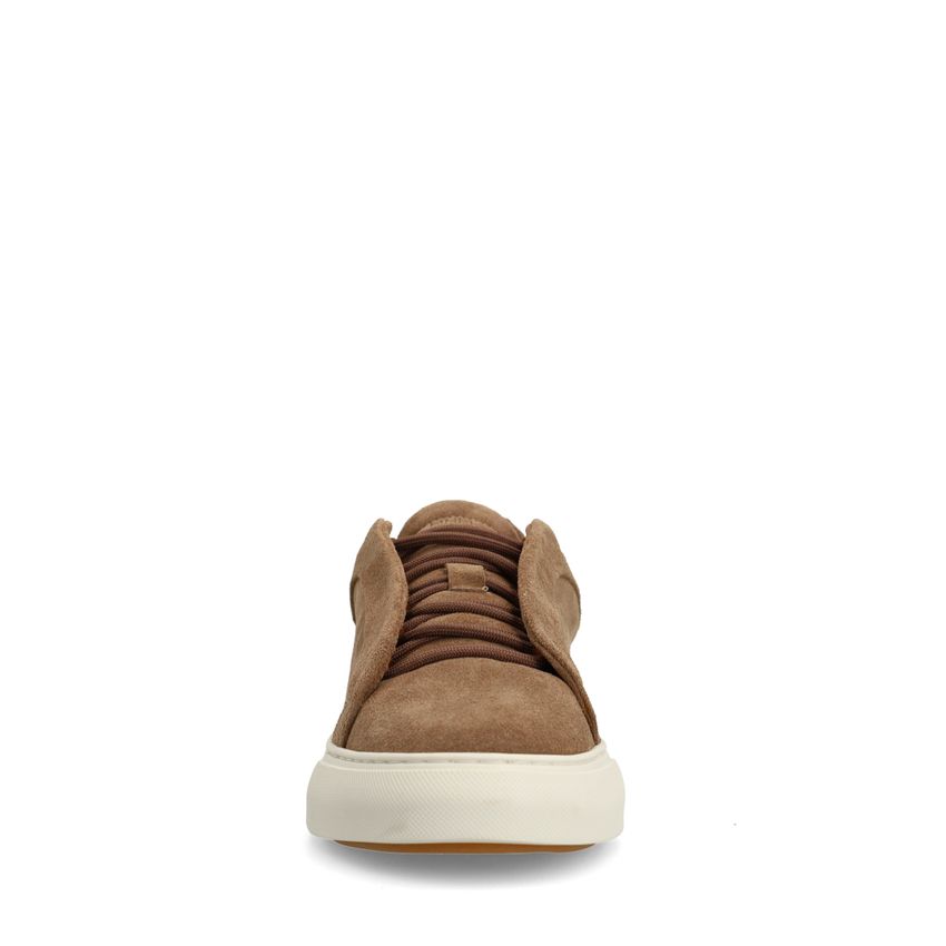 Taupefarbene Veloursleder-Sneaker