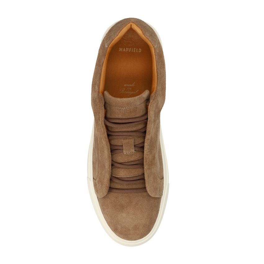 Taupefarbene Veloursleder-Sneaker
