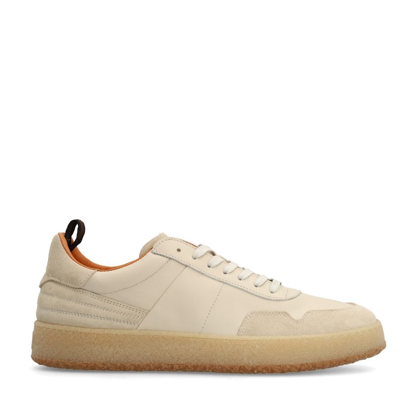 Beige leren sneakers met suède details