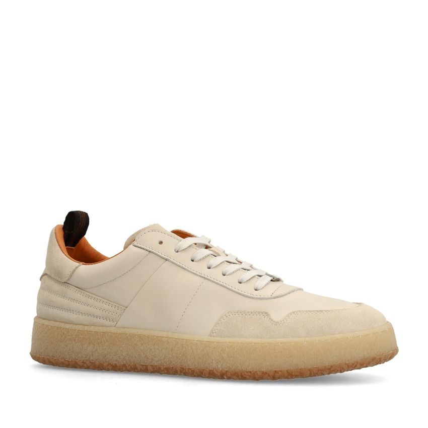 Beige leren sneakers met suède details