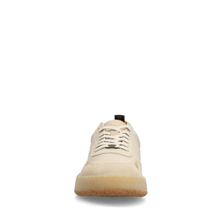 Beige leren sneakers met suède details