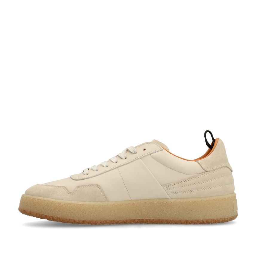 Beige leren sneakers met suède details