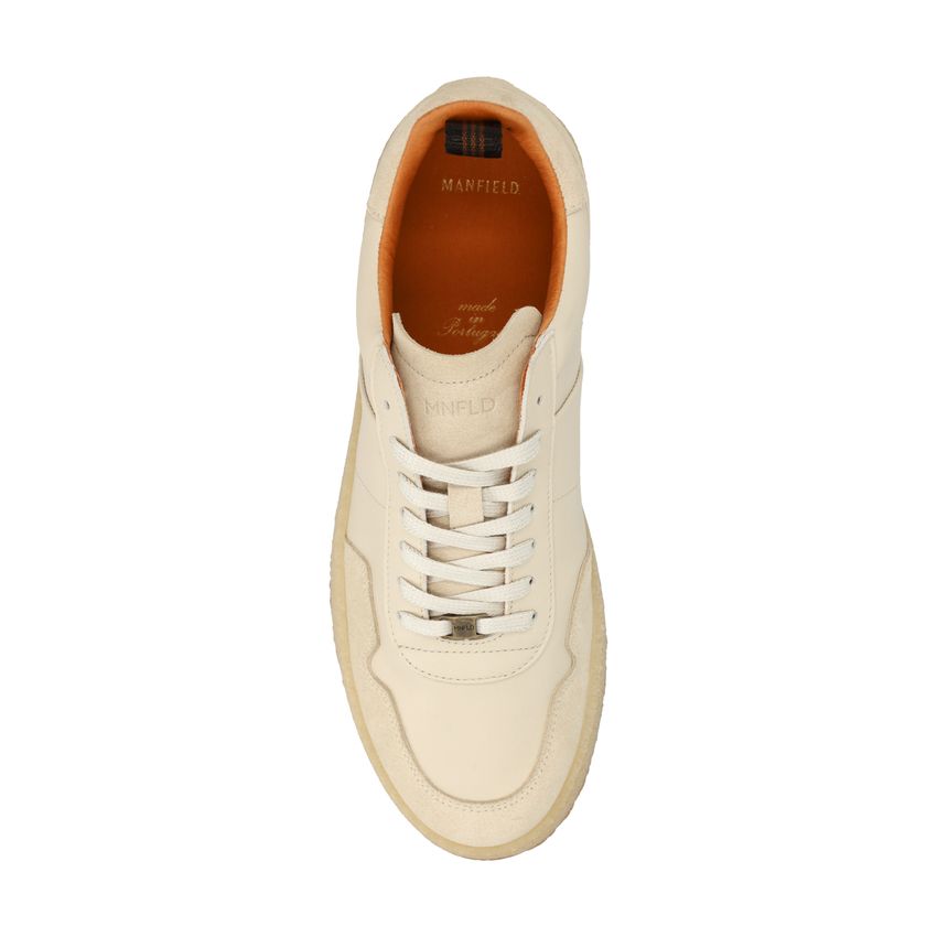 Beige leren sneakers met suède details