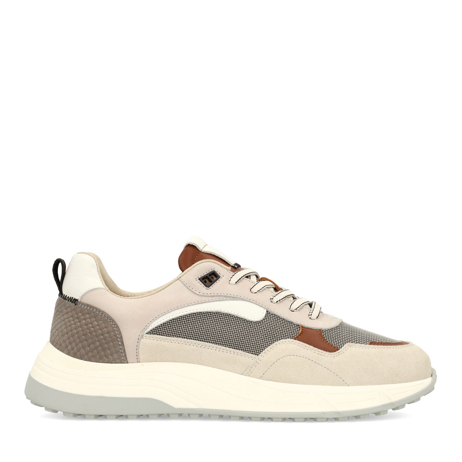Beigefarbene Veloursleder-Sneaker