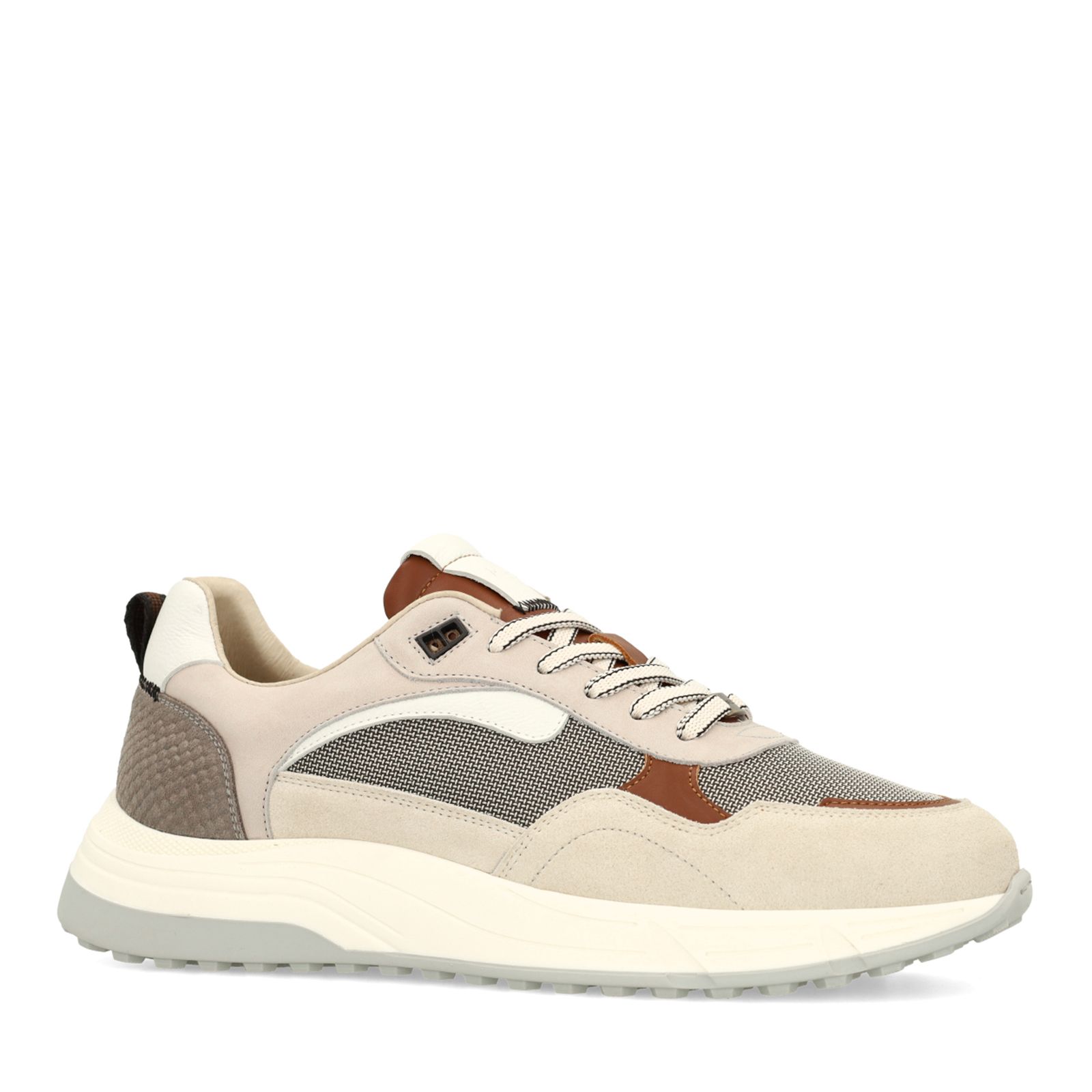 Beigefarbene Veloursleder-Sneaker