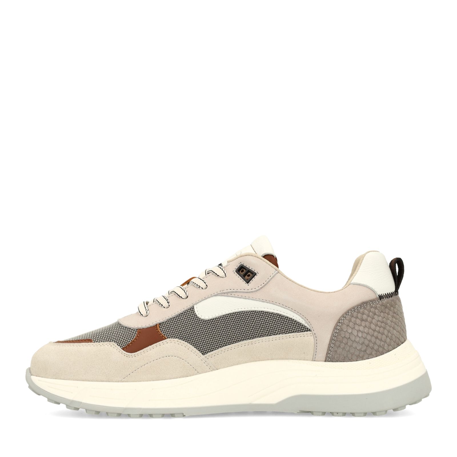 Beigefarbene Veloursleder-Sneaker
