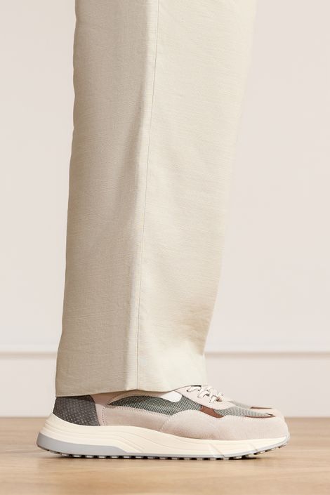 Beigefarbene Veloursleder-Sneaker