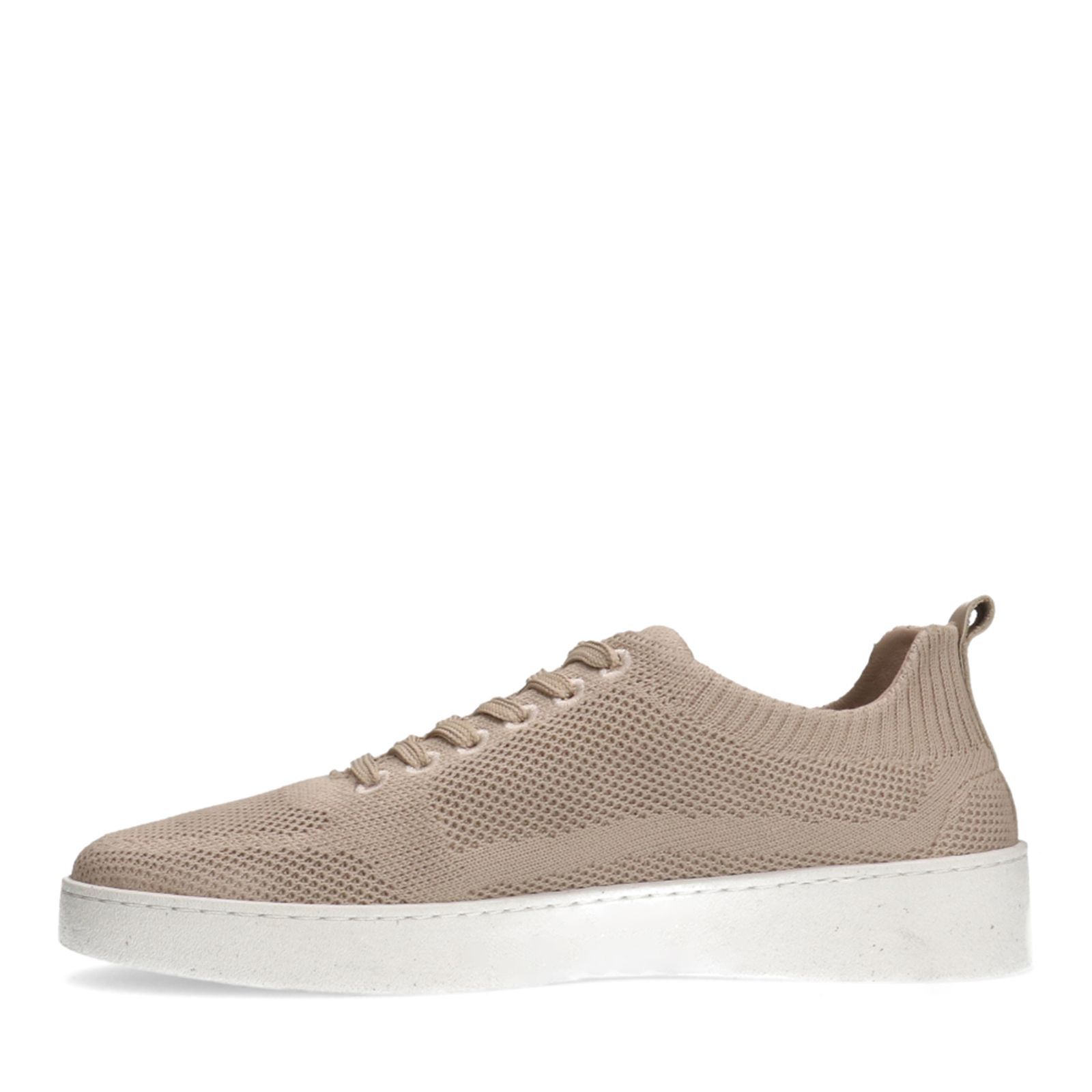 Beige knit fabric sneakers