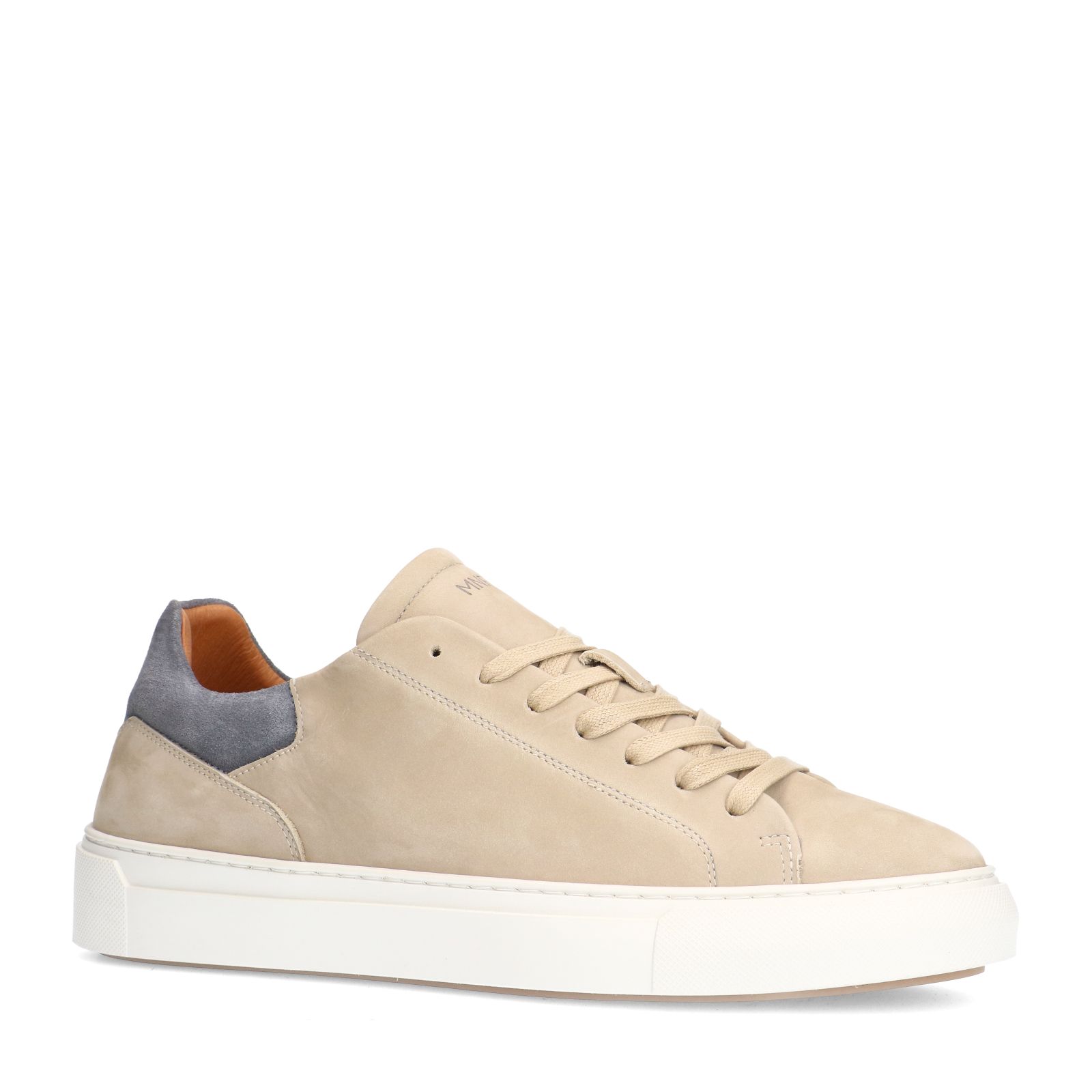 Beige nubuck sneakers met grijze details