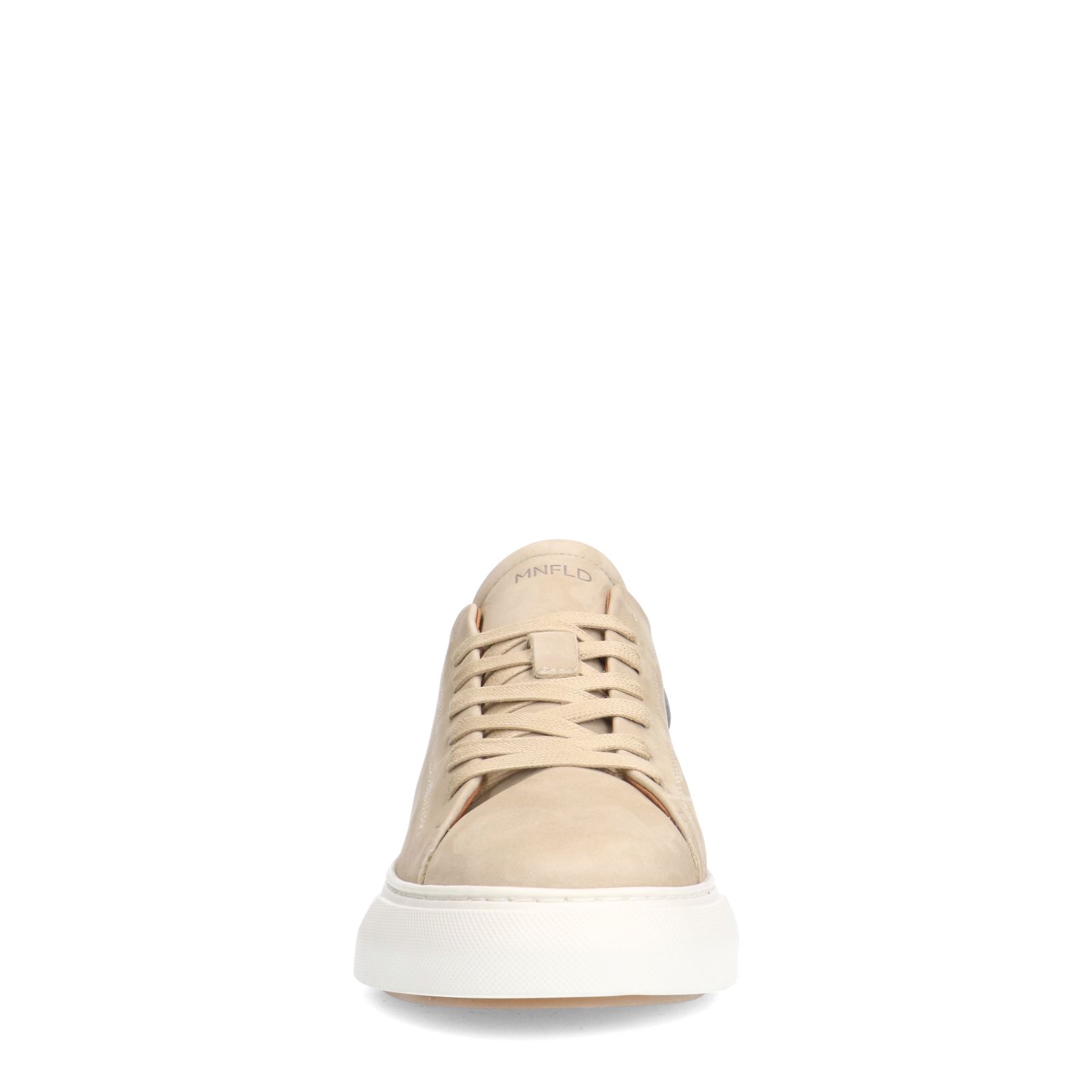 Beige nubuck sneakers met grijze details