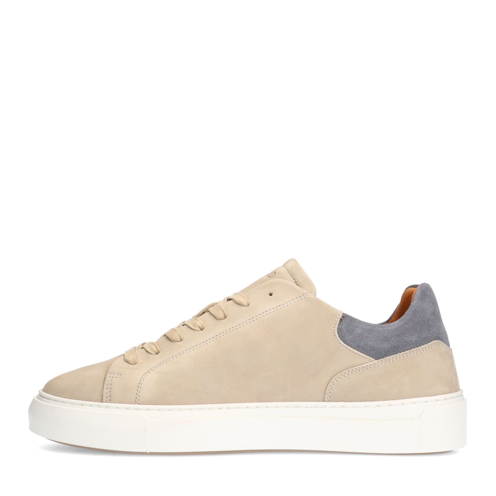 Beige nubuck sneakers met grijze details
