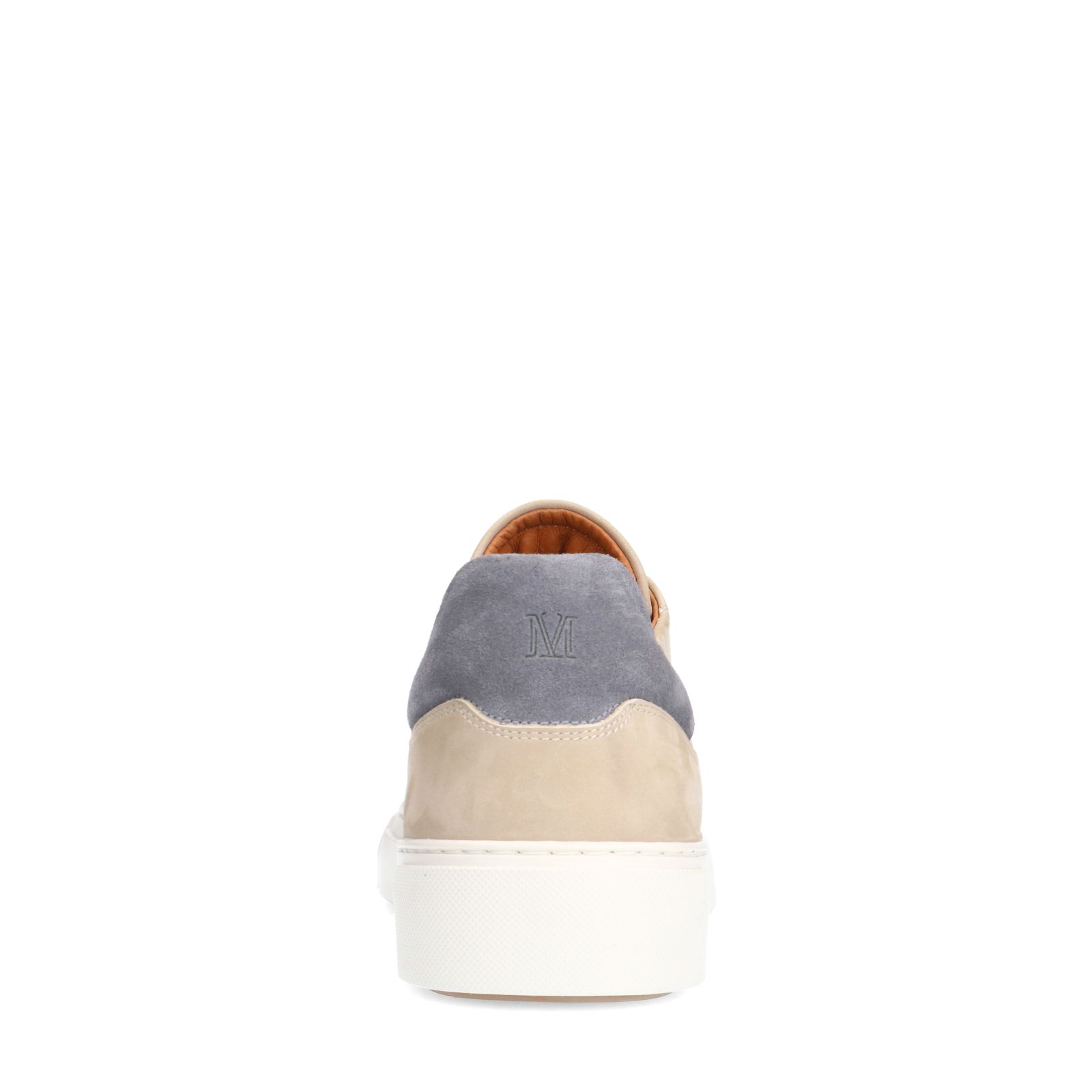 Beige nubuck sneakers met grijze details
