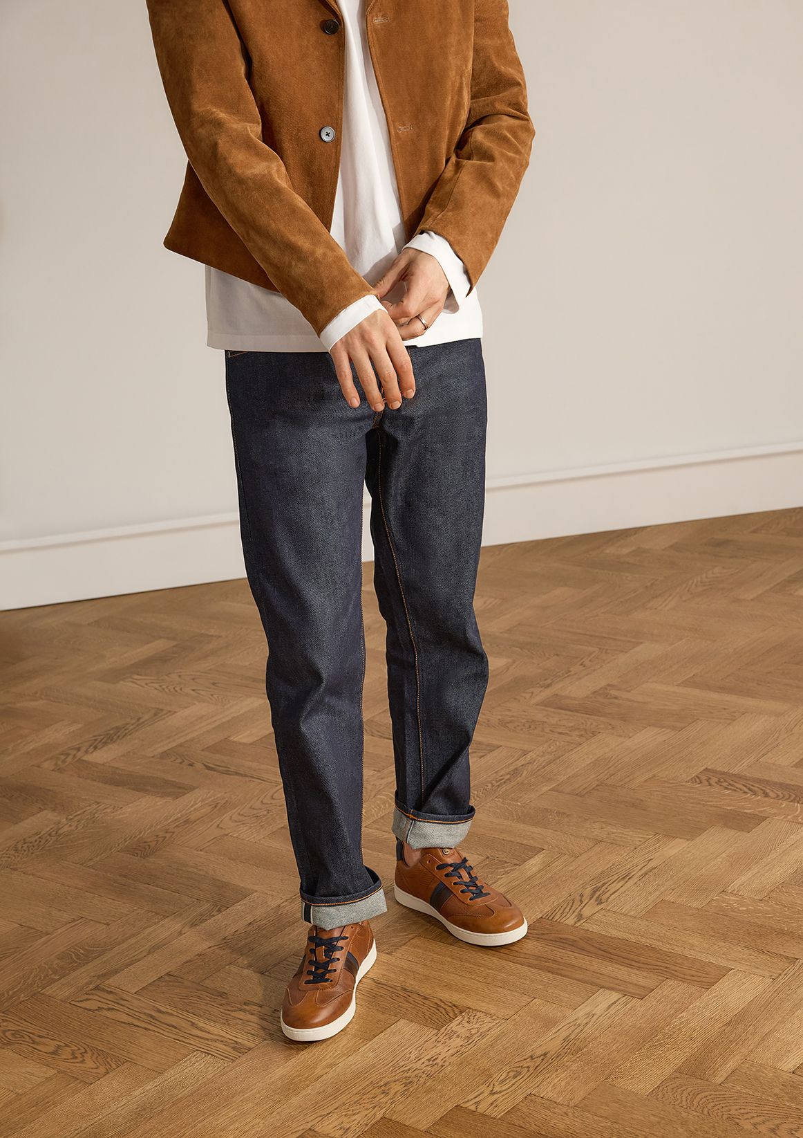 Cognac leren sneakers