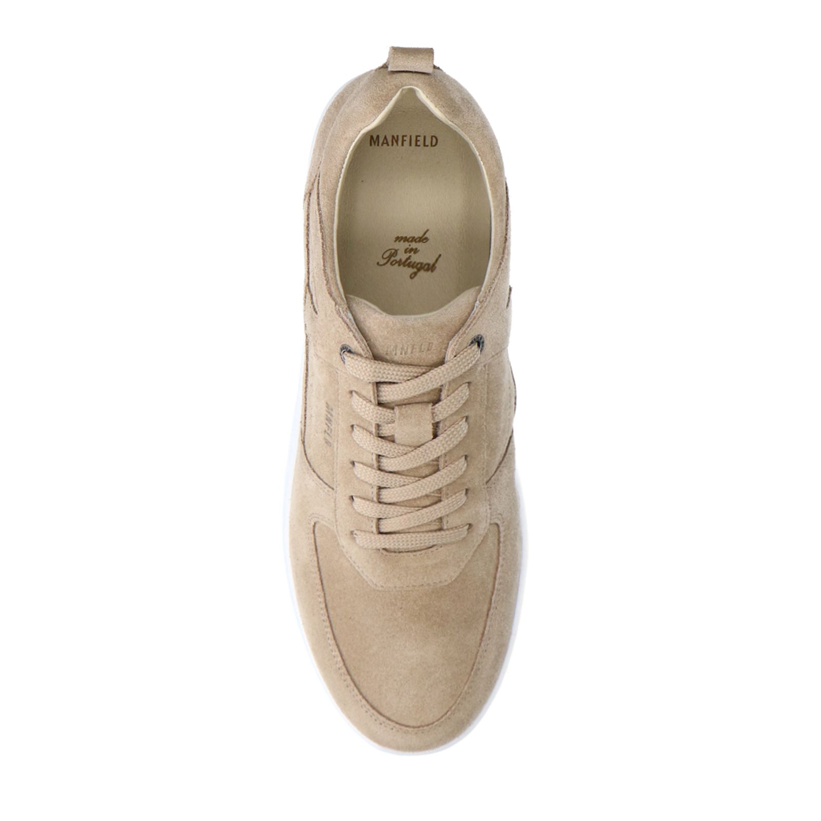 Beigefarbene Veloursleder-Sneaker