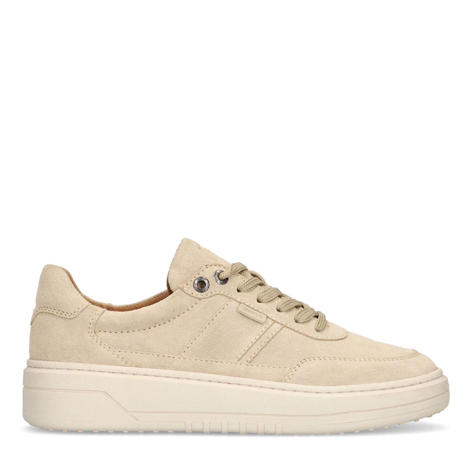 Beigefarbene Veloursleder-Sneaker