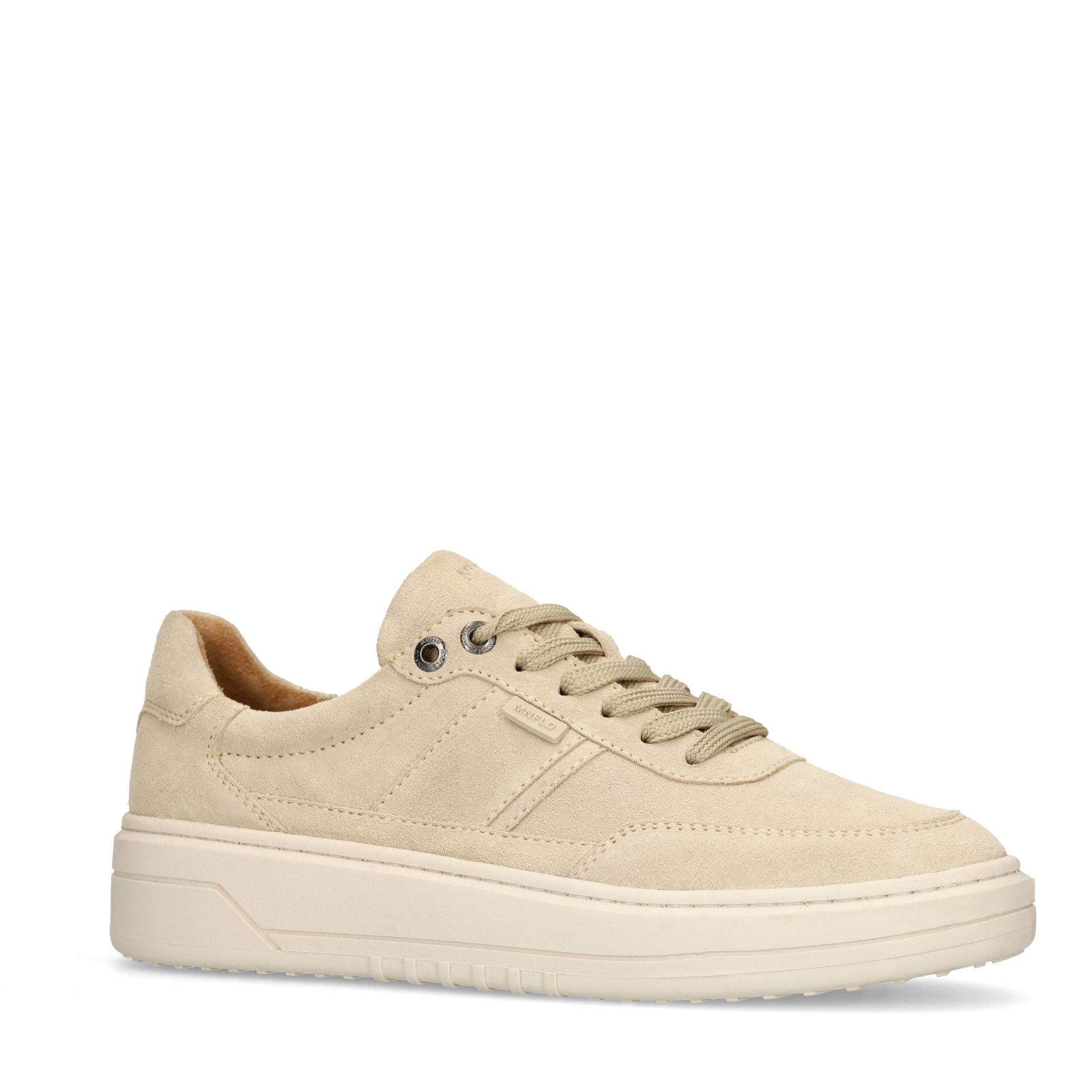 Beigefarbene Veloursleder-Sneaker