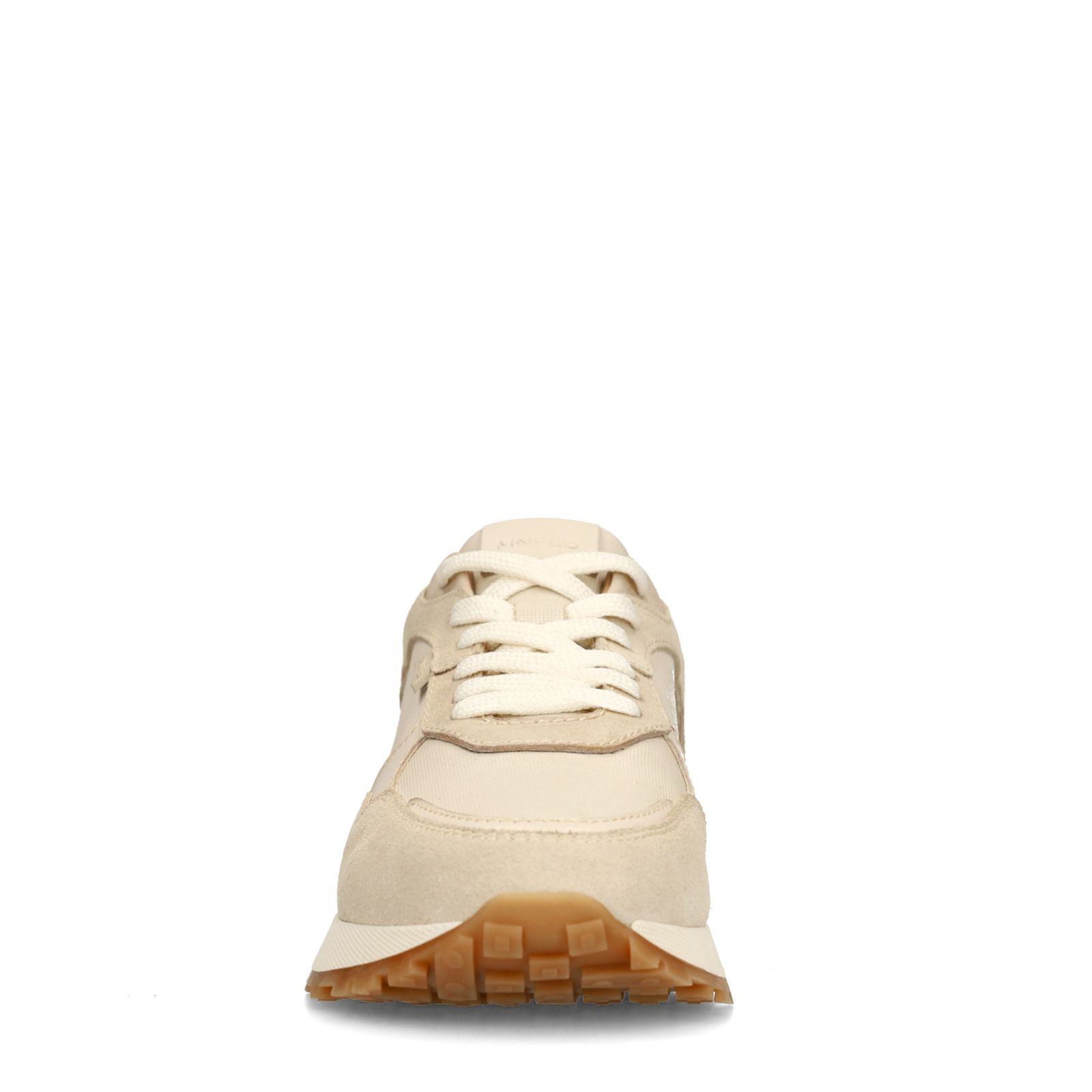 Beige leren sneakers met suède details