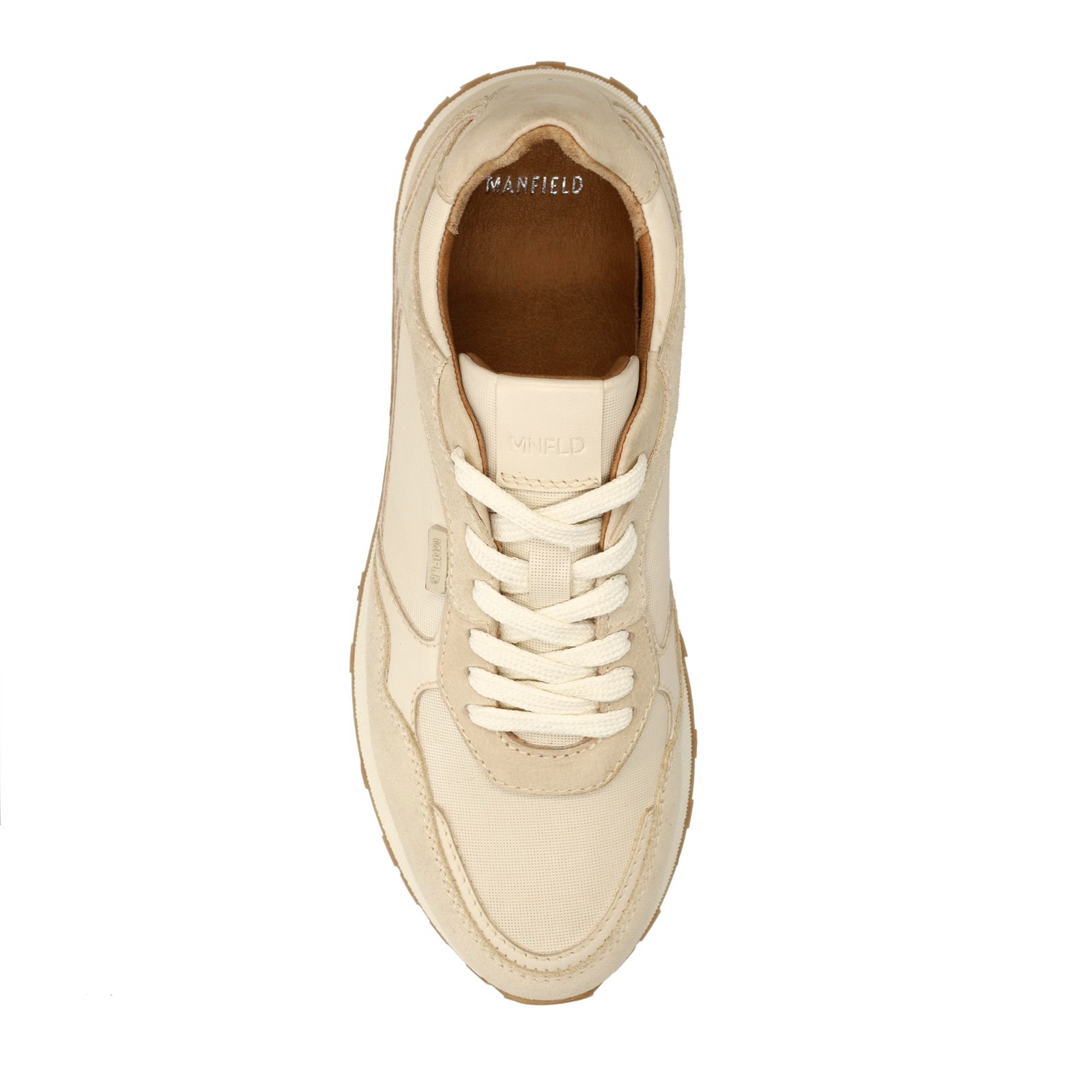 Beige leren sneakers met suède details