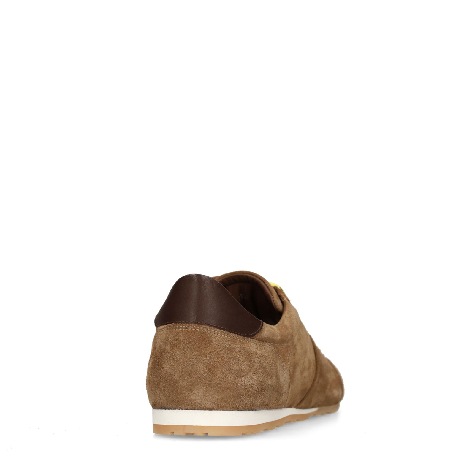 Beige suède sneakers met dubbele veters